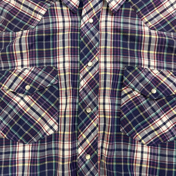 Wrangler Pearl Snap Shirt Mens XL Plaid Button Up Western Rodeo Cowboy Country - Picture 4 of 6